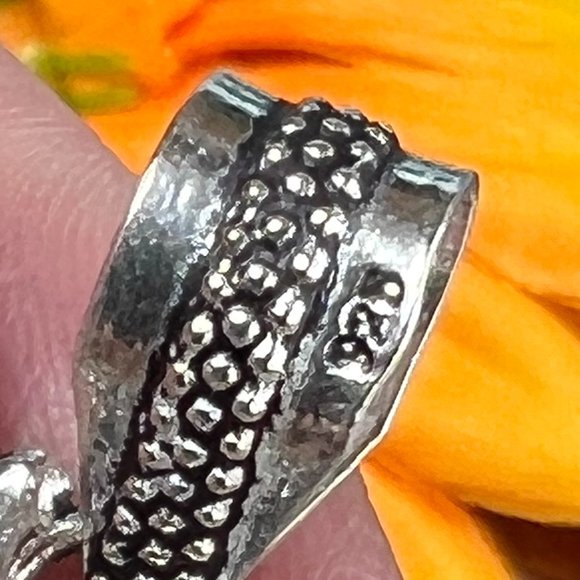 Heart Pendant Black Onyx Large Gemstone Handmade Statement 925 Silver Bohemian - Picture 4 of 10